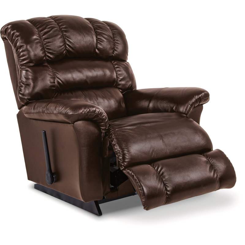 Randell Oversized Manual Leather Match Rocking Recliner, Harvest Leather Match