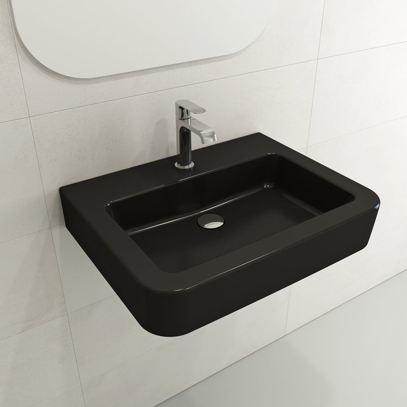 Parma 25.59'' L Bathroom Sink, Matte Black, 8" Widespread