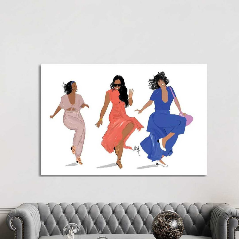 3 Brown Girls by Nicholle Kobi - Print on Canvas, Wrapped Canvas, 30.48 cm H x 45.72 cm W