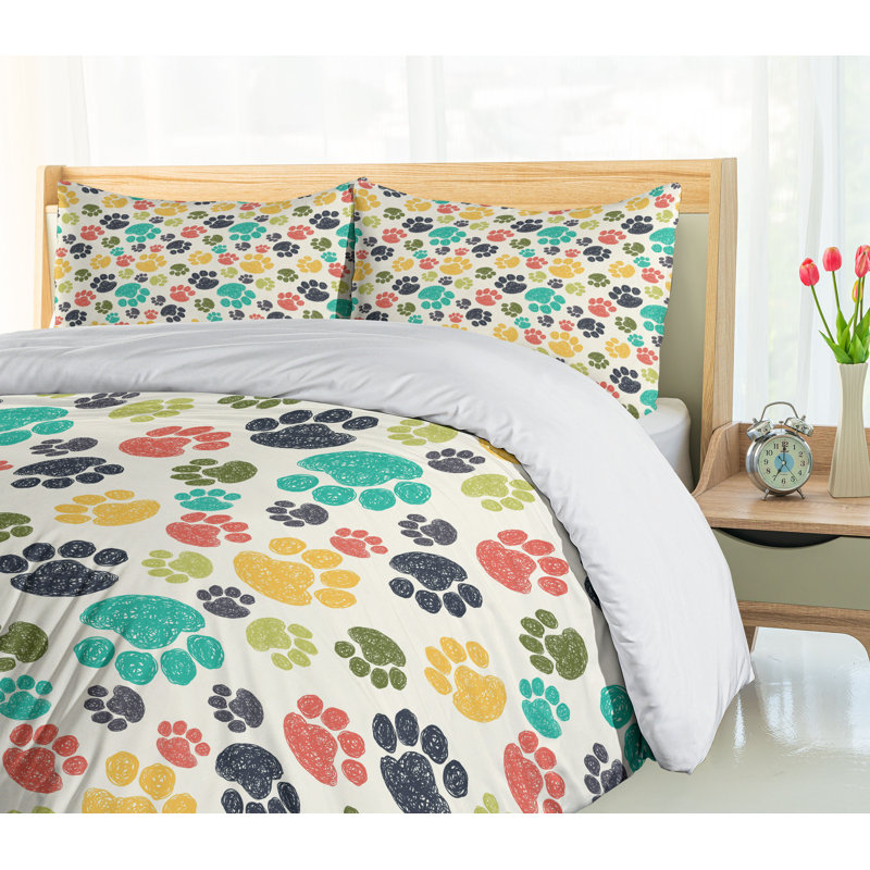 Dog Lover Queen Size Multicolor Microfiber Duvet Cover Set