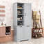 Armoire de rangement autoportante en bois avec tablettes réglables et paniers à linge inclinables-361453906