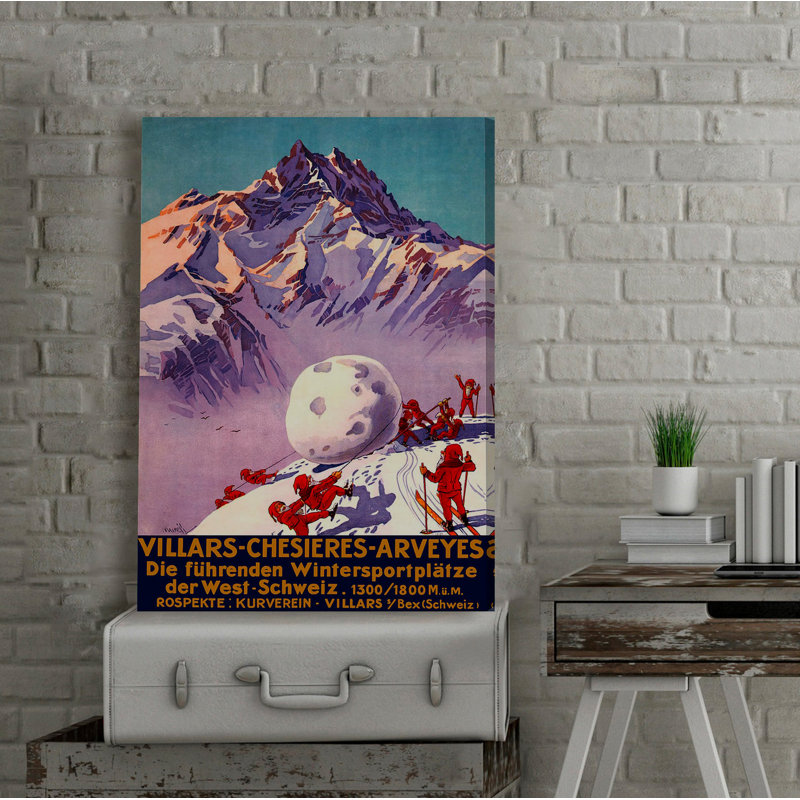 « villars », affiche rétro sur toile tendue, H 18 po x l 12 po