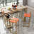 Five-Piece Bar Table & Chair Set, Gold Frame, Multi-Layer Top, Cushioned Chairs, Storage Table-2035609568-2035609571