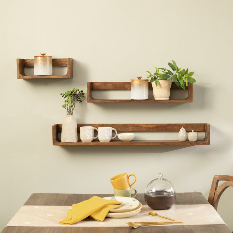 Tablette murale flottante en bois massif