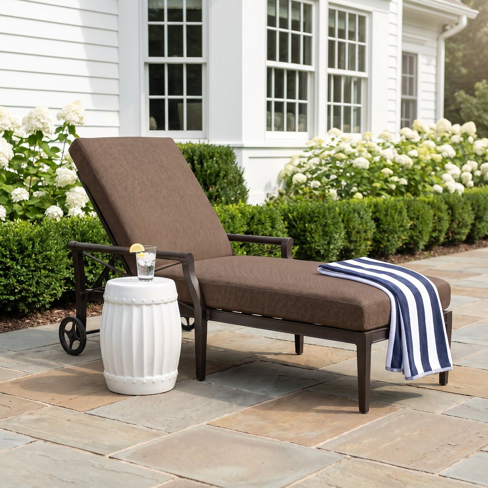 Andover 31'' Outdoor Aluminum Chaise Lounge, Canvas Chestnut Sunbrella® Canvas, Chestnut Brown