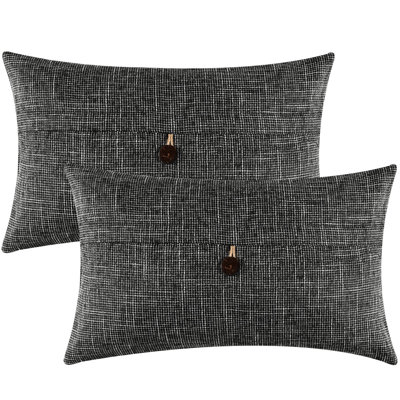 Buttons Cotton Blend Reversible Pillow Cover