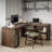 Nut-brown L-Shaped Solid Wood Executive Desk with drawers desk-765289130-765289128