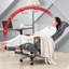 Chaise de bureau en cuir véritable gris foncé avec repose-pieds et repose-tête