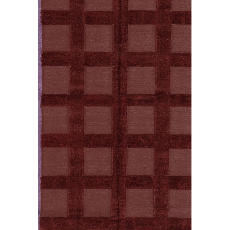 Kilim & Flatweave Cotton Geometric Area Rug in Red, Purple