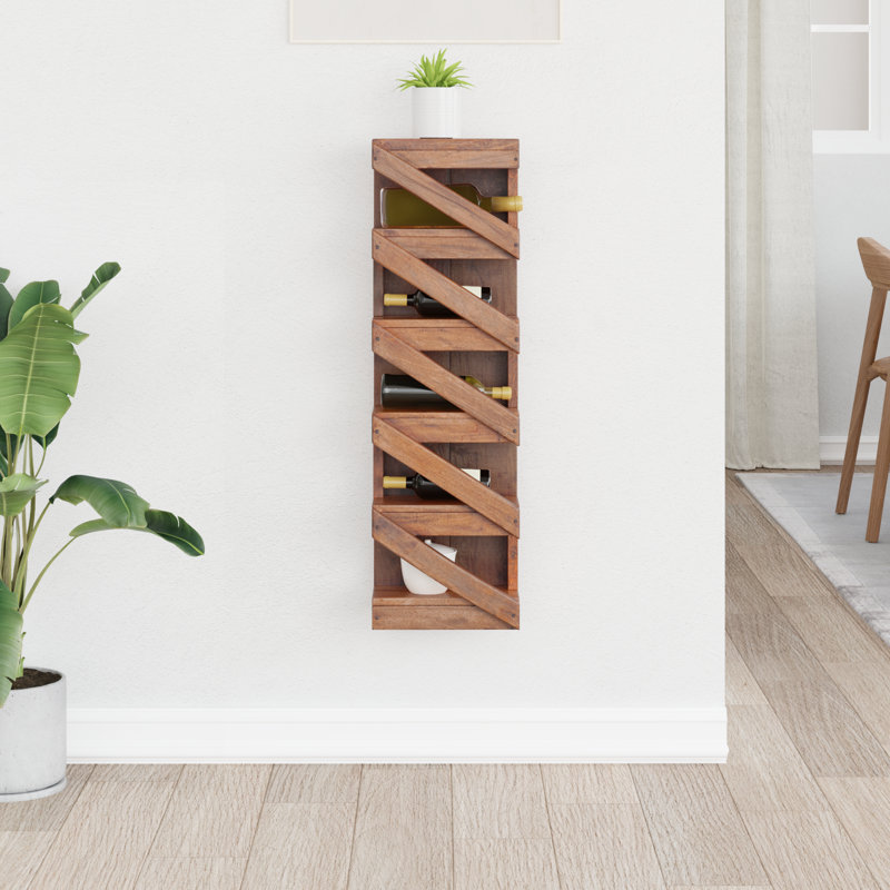 Solid Wood Open Shelving Wine Bottle Rack Natural