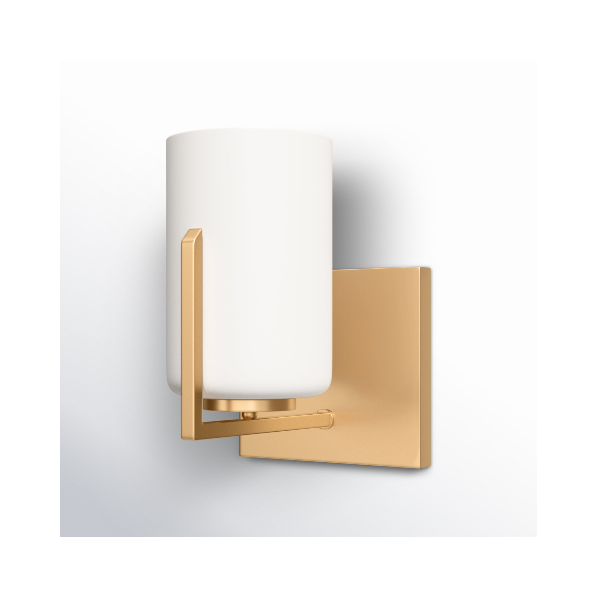 Rowanne Single Light Glass Steel Dimmable Armed Sconce, Satin Brass