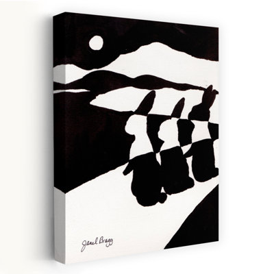 Contemporary Art Dramatic Abstract Contemporary Rabbit Architecture Forest Wall Art by Janel Bragg - Wrapped Canvas Print