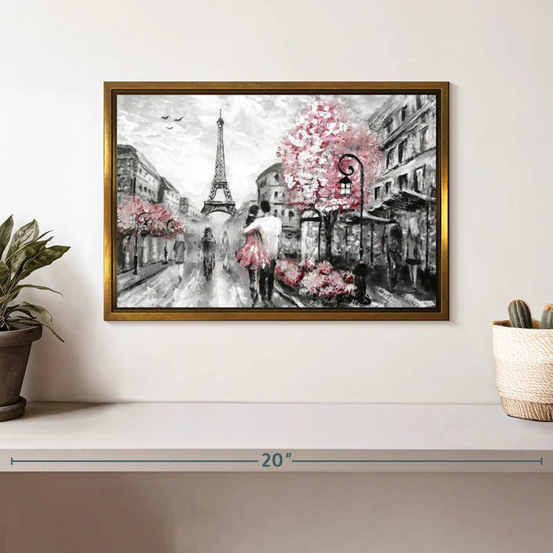 Rose Paris, Cadre flottant doré, 13 po x 9 po