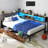 Corner Bed Frame with 2 Drawers and Storage Bookcase, Daybed with Charging Station and LED Lights-887620060