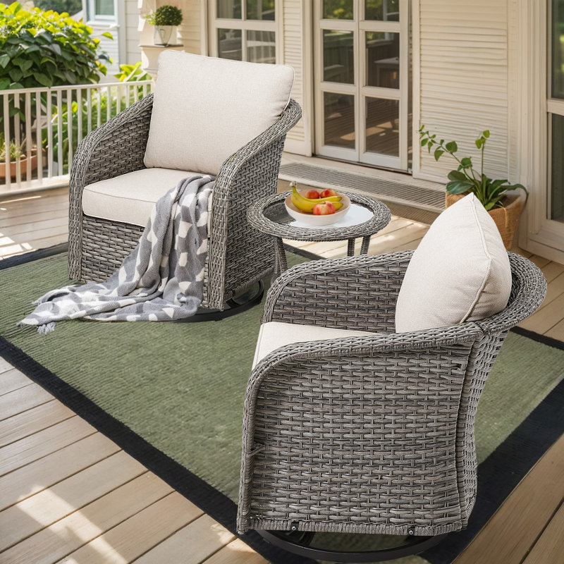 Chaise berçante d'extérieur en osier Buenhomino