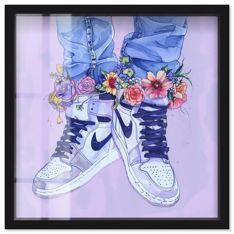 Art floral lilas, H 13 po x l 13 po, Noir