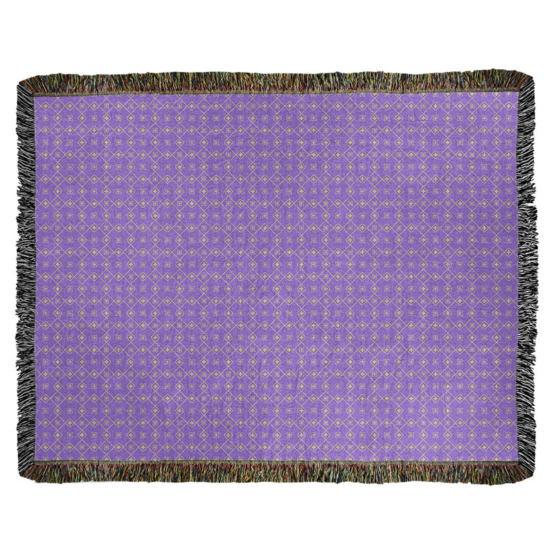 Couverture en coton tissé Katelyn Elizabeth, l 37 po x L 52 po, Mauve pâle / Jaune
