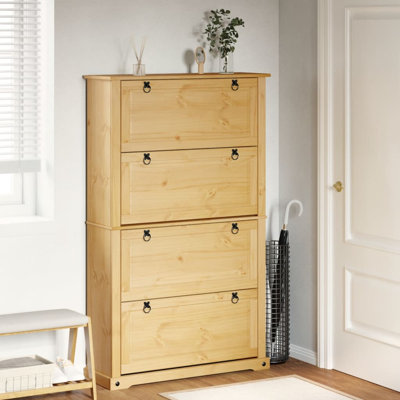 24 - Pair Solid Wood Shoe Storage Cabinet