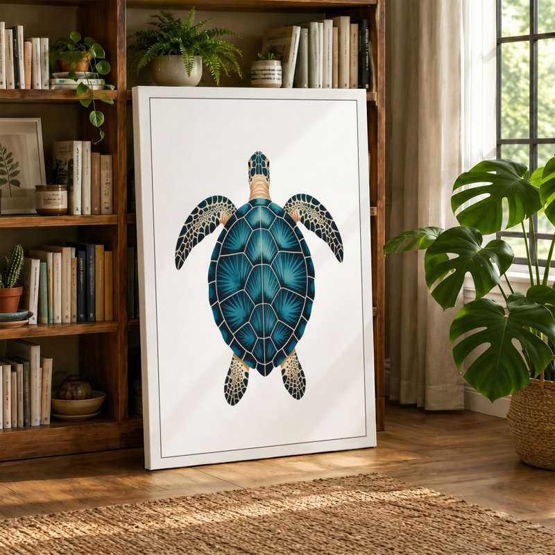 Turtle Geometric - Wrapped Canvas, 36x24 - 91.4 x 61.0 cm, Ochre Border