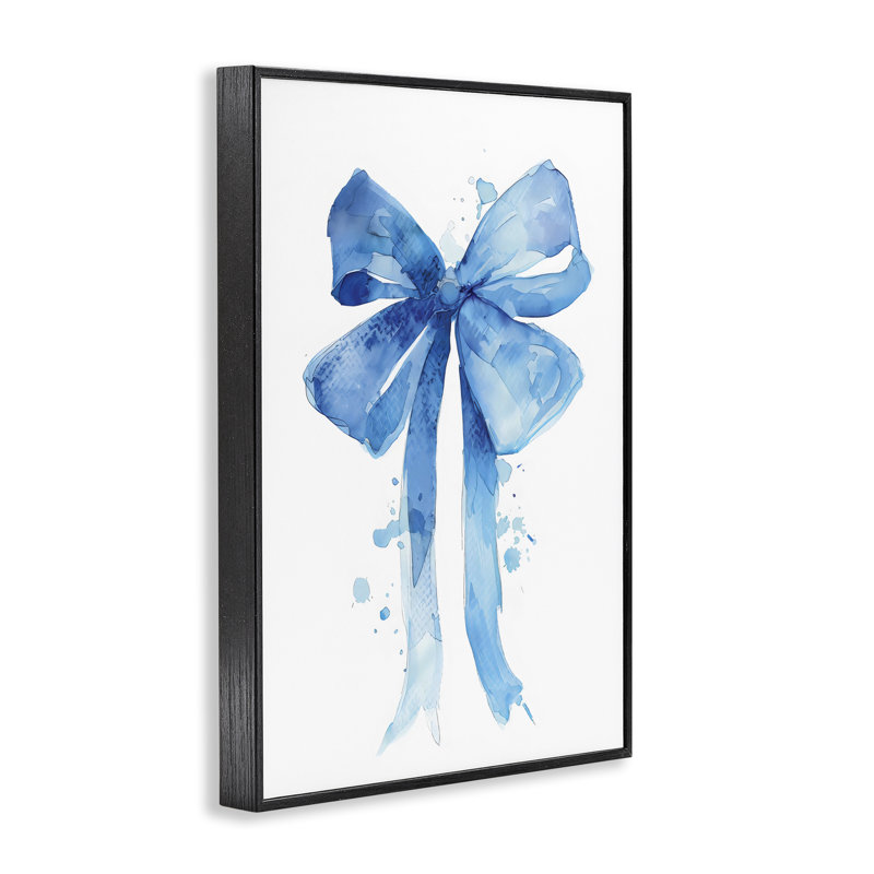 «Blue Watercolor Bow Illustration», giclée par LSR Design Studio, H 30 po x l 20 po, Giclée encadrée noir minuit