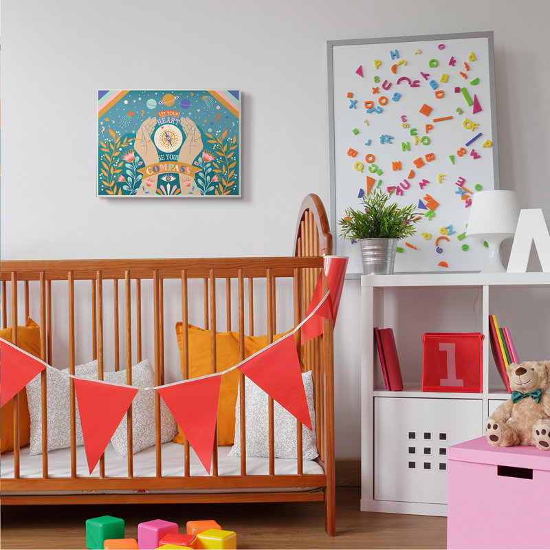 Heart Be Your Compass Expression Boho Chic Constellations, H 13 po x l 19 po x P 0,5 po, Plaque murale