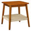 Table d'appoint de salon. Mid-Century 23 po avec tablette tissée. Finition noyer, pieds en bois massif. Table facile à installer pour la chambre à coucher. Tablette et rangement supplémentaire. Couleur, - surface