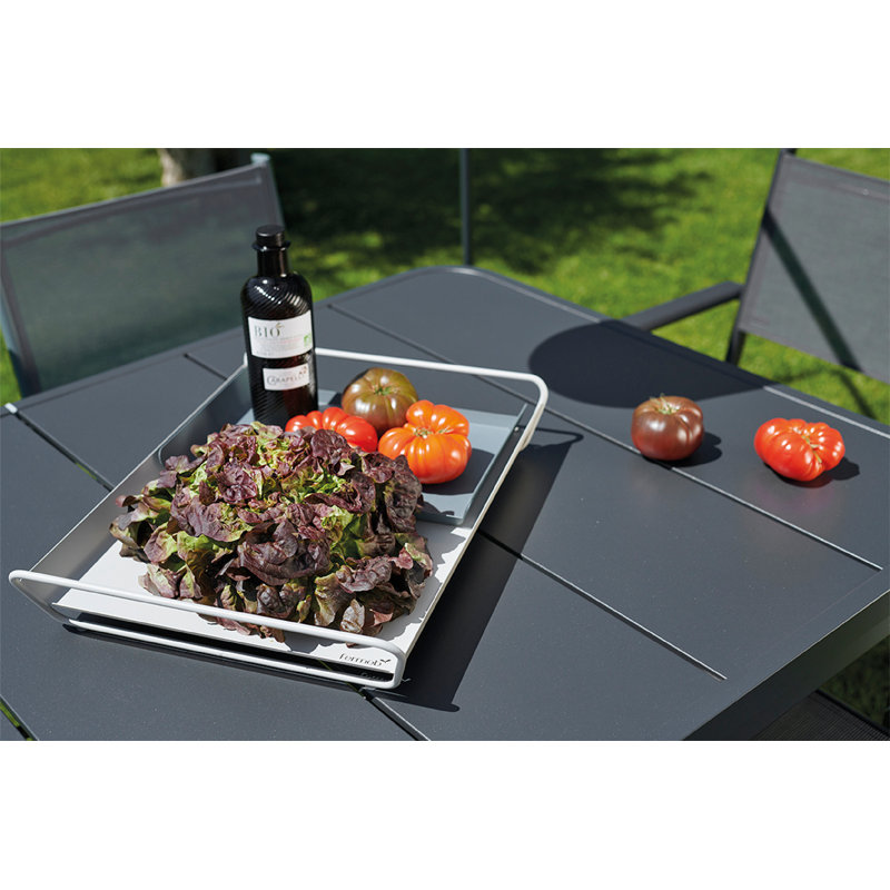 Alto Stainless Steel Decorative Tray, 3.5" H x 21" W x 15" D, Clay Gray