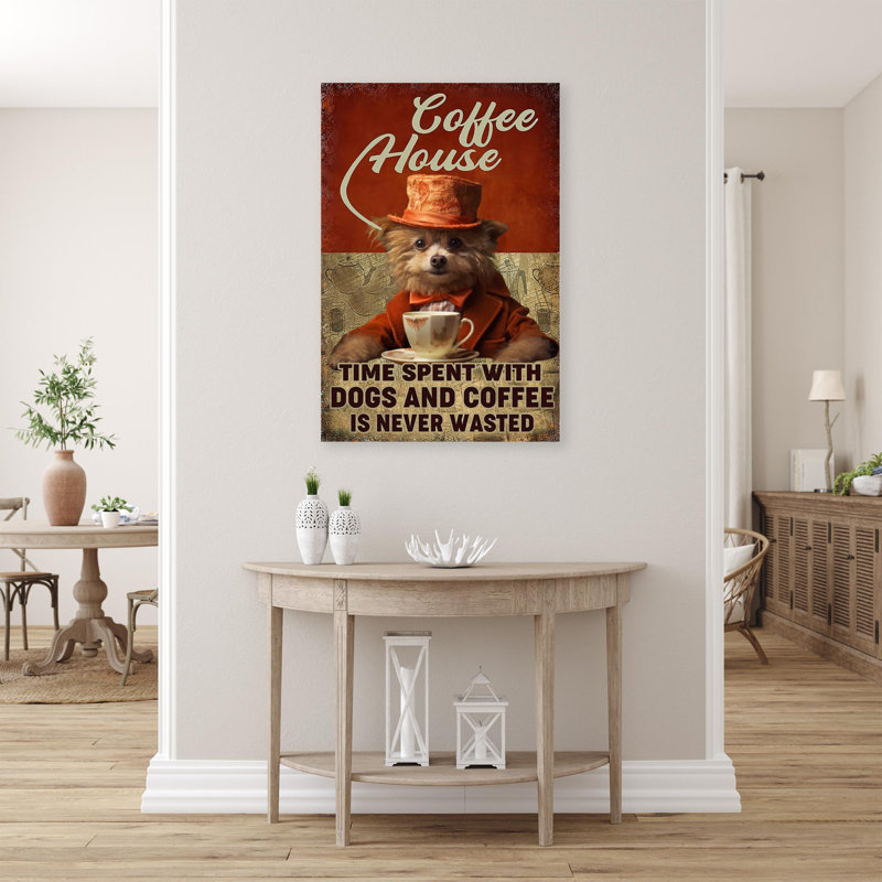 Impression sur toile, "Lanazia Time Spent With Dogs And Coffee", H 14 po x l 11 po x P 1,25 po