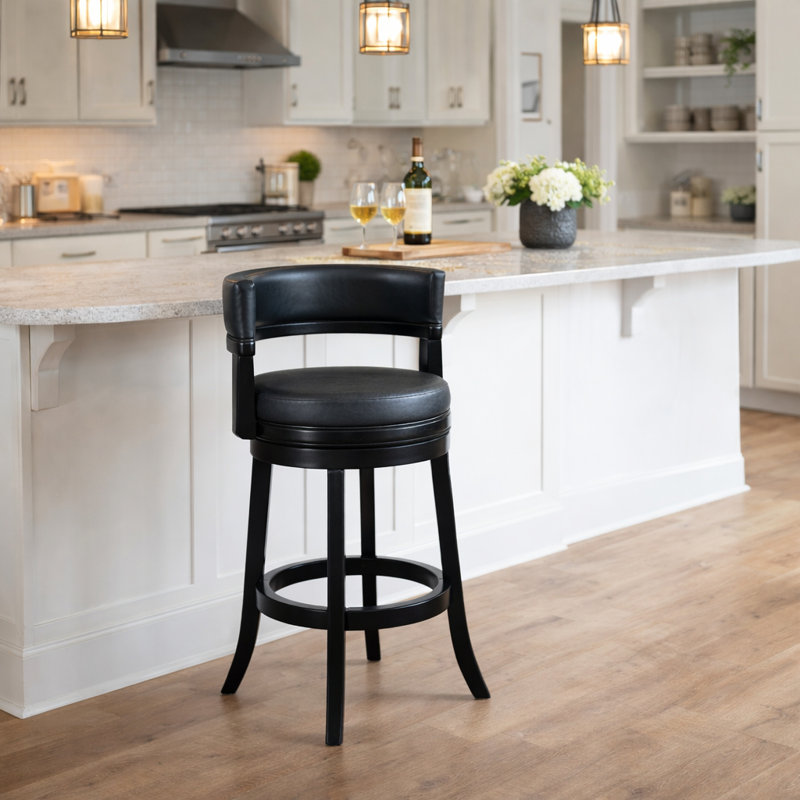 Tabouret pivotant Balen, Tabouret de bar (siège d'une hauteur de 29 po), Siège noir / cadre noir