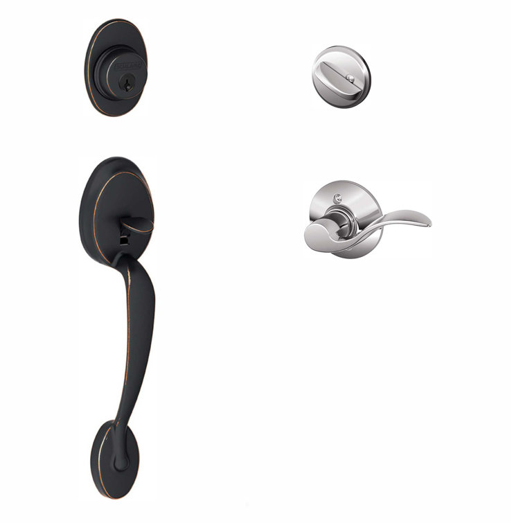 Plymouth Handleset with Deadbolt and Accent Door Lever and Rosette
