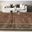 Tapis beige et rouge noué à la main de haute qualité