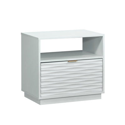 Coastal Night Stand Spacious Drawer And Open Shelf , White Finish