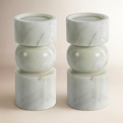 Keaton 2-Piece Genuine Marble Pillar Set