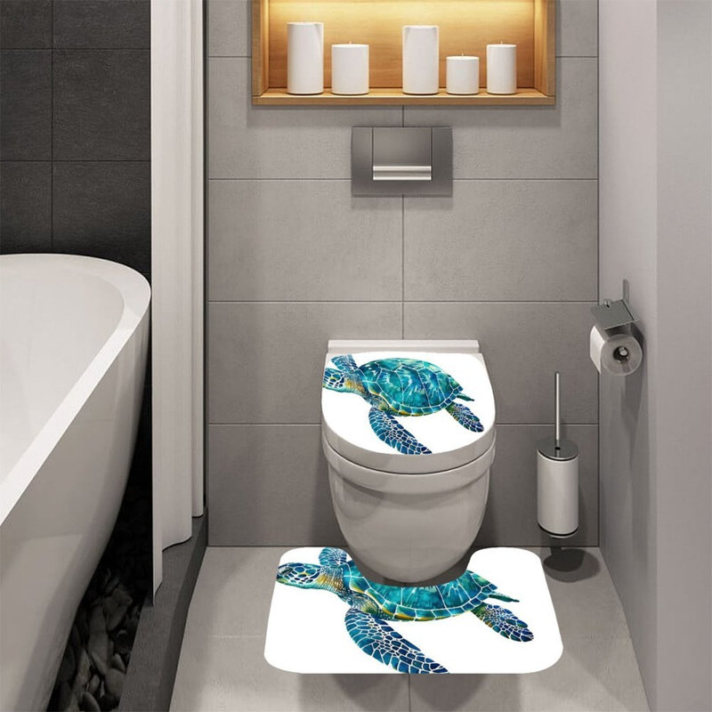 Tapis de douche aquarelle 2 pièces Sea Turtle, Blue/White Sea Turtle