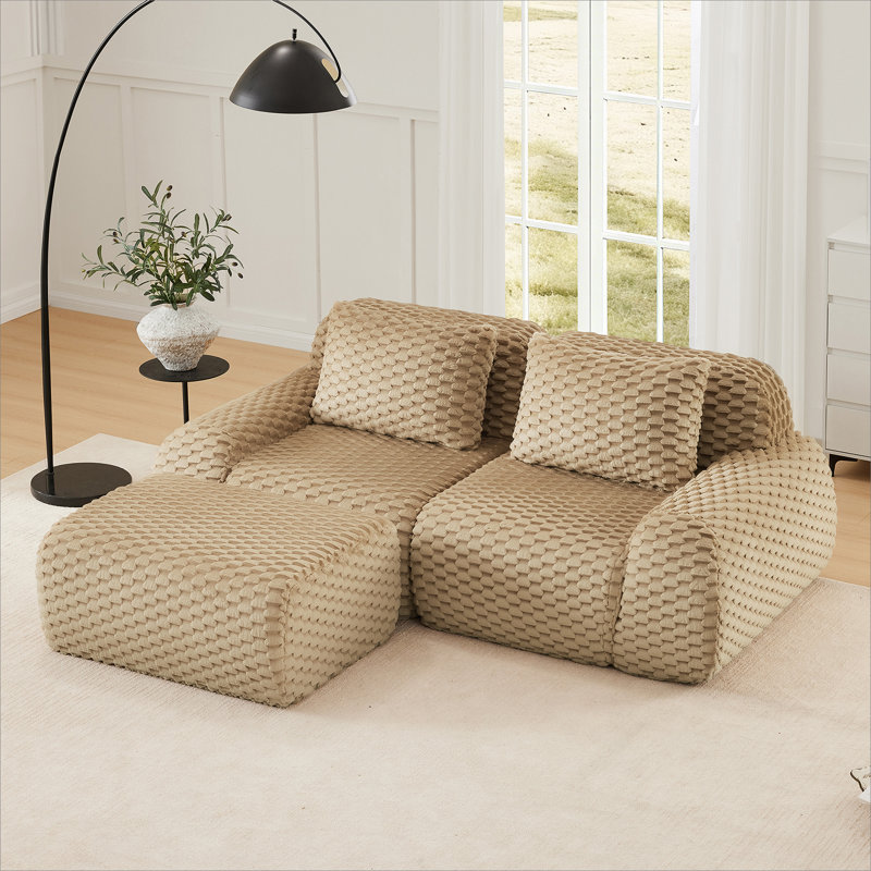 Canapé modulaire en L Boneless, H 33,1 po x l 81,9 po x P 69,3 po, 2, Chameau clair