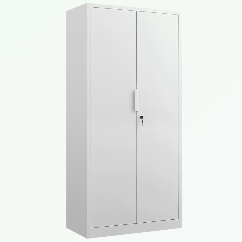 Classeur à 2 portes avec serrure et 4 tablettes réglables, Blanc