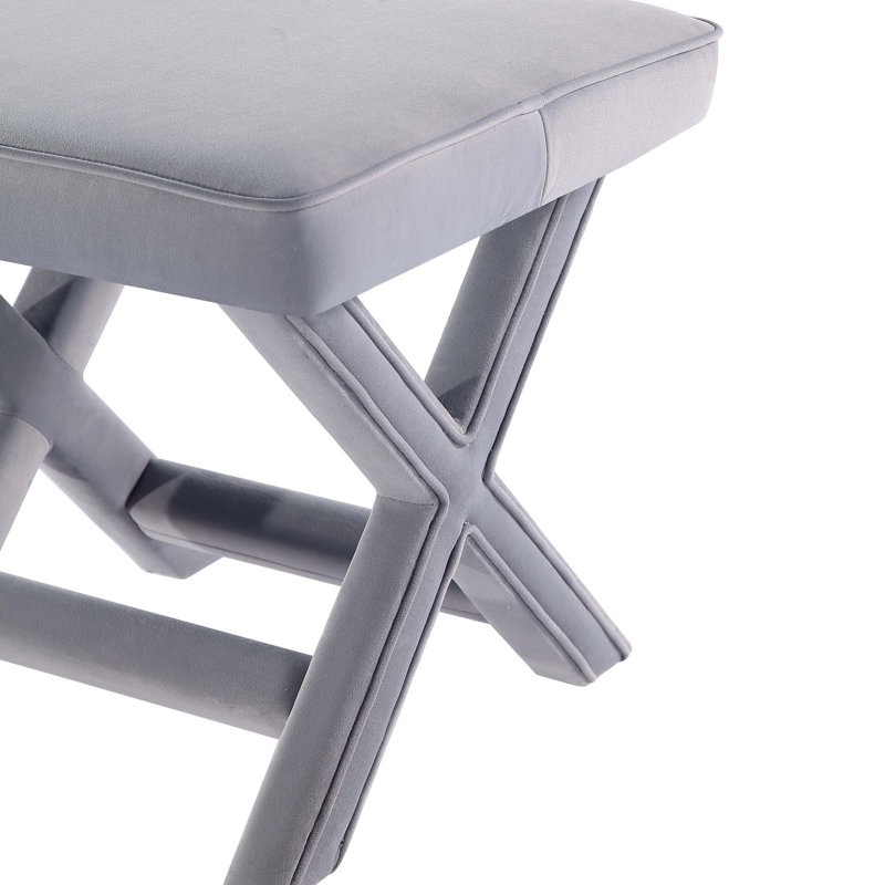 Faulkwoods Velvet Ottoman, Gray