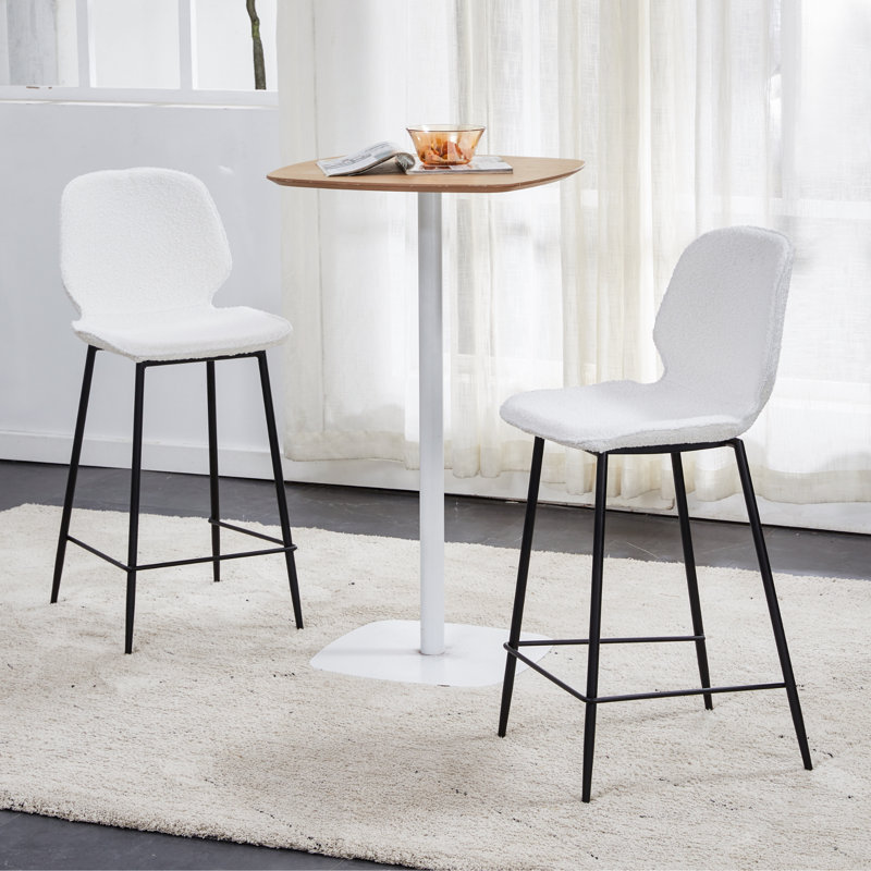 Meztli Leftwich White Boucle Counter Stool
