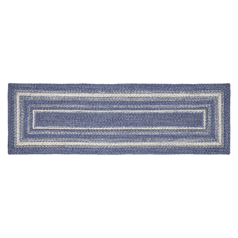 Tapis bleu tressé Birt Whistle, Tapis de couloir 2 pi x 6 pi 6 po