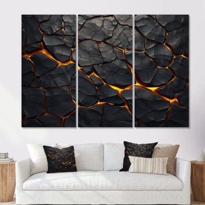 Volcano Volcanic Veins - Volcano Canvas Wall Art Set