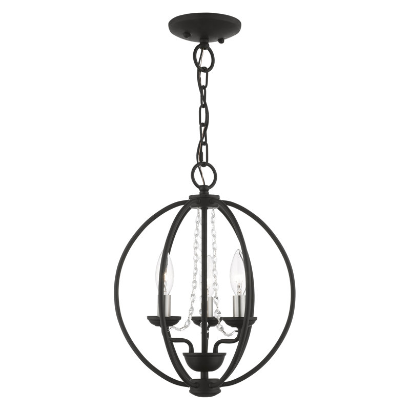 Ledjon 3 - Light Dimmable Globe Chandelier, Black/Brushed Nickel