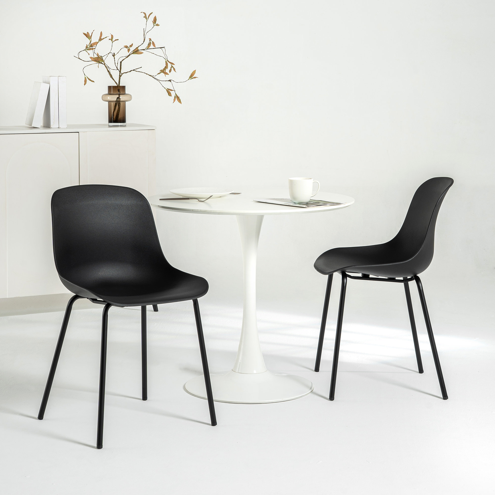 Meli Armless Dining Chairs, Black