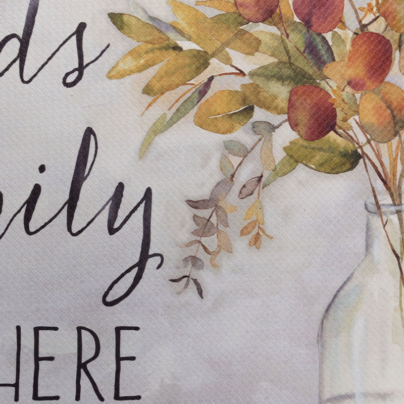 Cozy Living Gray and Yellow Eucalyptus Floral Anti-Fatigue Kitchen Mat