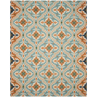 Barriento Hand-Tufted Wool Blue/Beige/Brown Area Rug