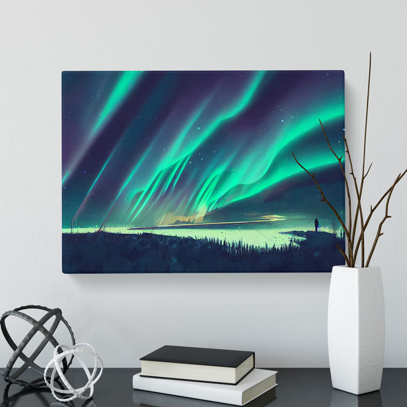 Exhilarating Northern Lights - Wrapped Canvas, 35cm H x 50cm W x 3cm D
