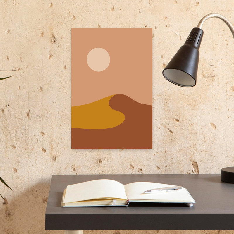 «Warm Desert Sun», impression de paysage abstrait de montagne moderne minimaliste, 18" H x 12" W