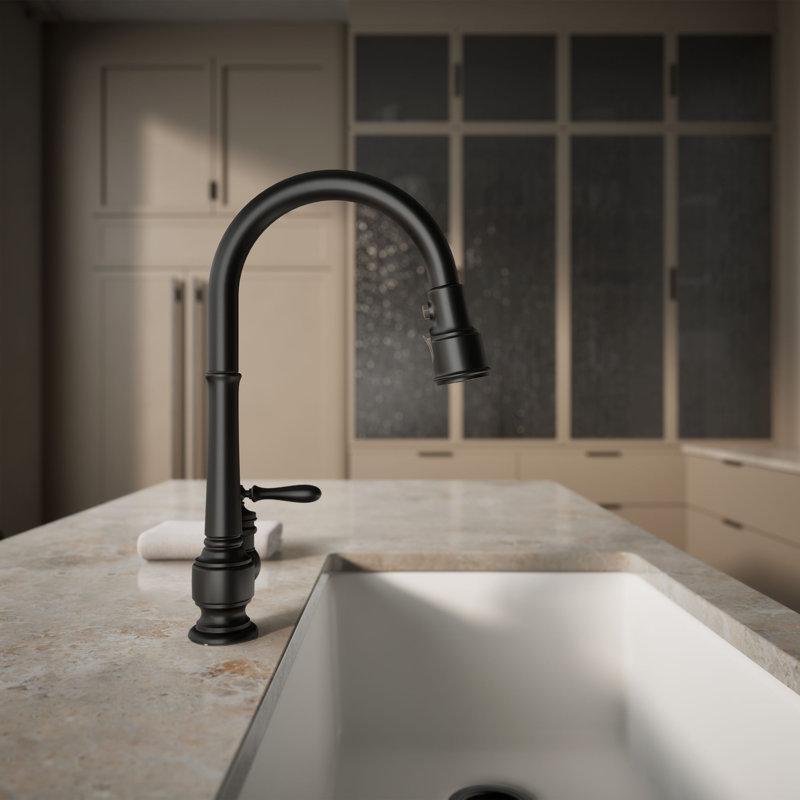 Artifacts Pull Down Bar Faucet, Matte Black