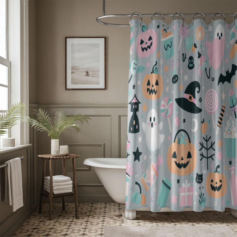 Rideau de douche 1 pièce Ghostly Pastel Tones, H 74 po x l 71 po
