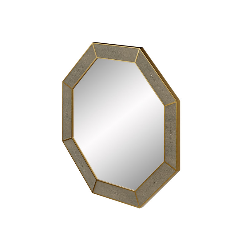 Ambera Solid And Engineered Wood Octagon Mirror, Grey, Octagon