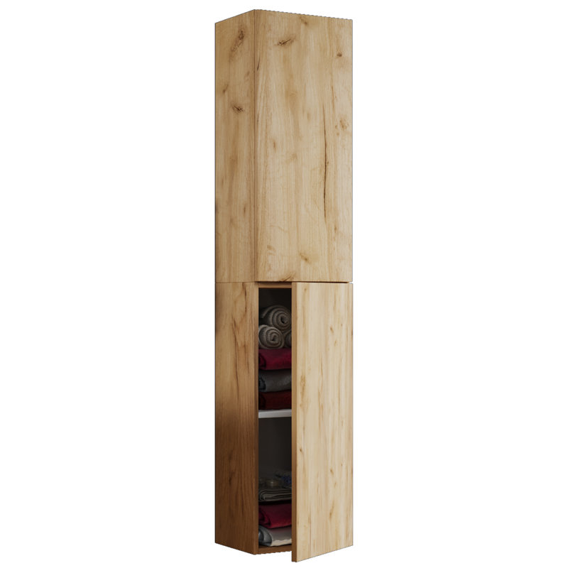 Aysheia Freestanding Bathroom Cabinet, Natural sheesam wood